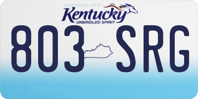 KY license plate 803SRG