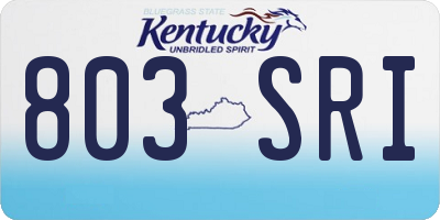 KY license plate 803SRI
