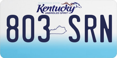 KY license plate 803SRN