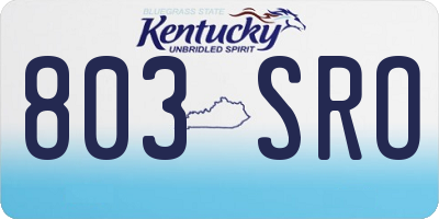 KY license plate 803SRO