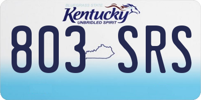 KY license plate 803SRS