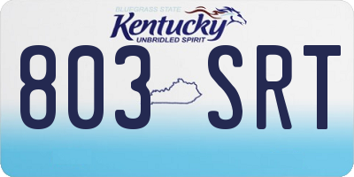 KY license plate 803SRT