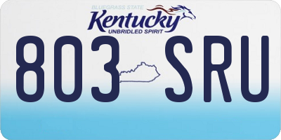 KY license plate 803SRU