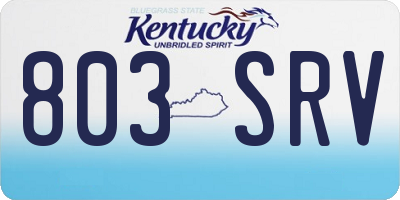 KY license plate 803SRV