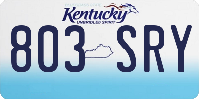 KY license plate 803SRY