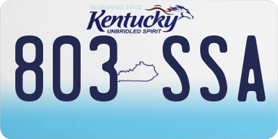 KY license plate 803SSA