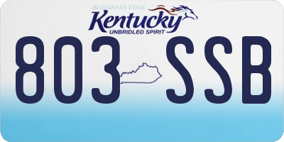 KY license plate 803SSB