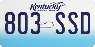 KY license plate 803SSD