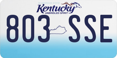 KY license plate 803SSE