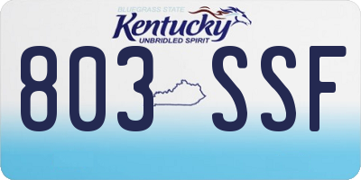 KY license plate 803SSF