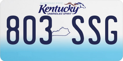 KY license plate 803SSG