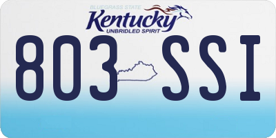 KY license plate 803SSI