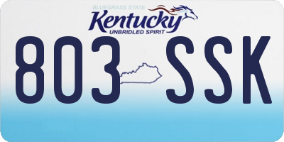 KY license plate 803SSK