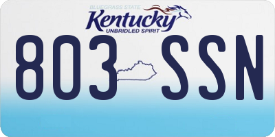 KY license plate 803SSN