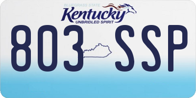 KY license plate 803SSP