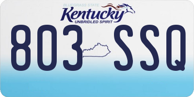 KY license plate 803SSQ