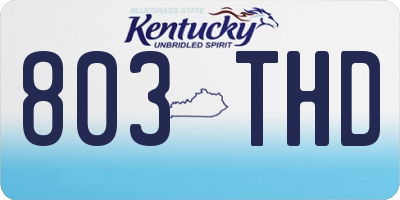 KY license plate 803THD