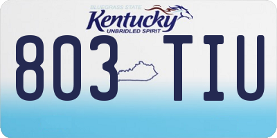 KY license plate 803TIU