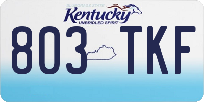 KY license plate 803TKF