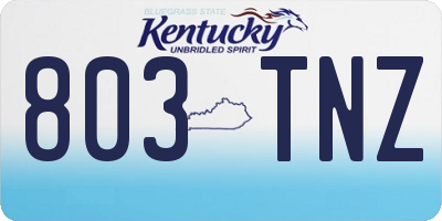 KY license plate 803TNZ