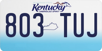 KY license plate 803TUJ