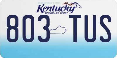 KY license plate 803TUS