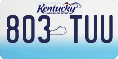 KY license plate 803TUU