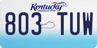 KY license plate 803TUW