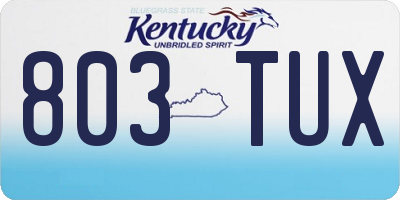 KY license plate 803TUX