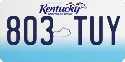 KY license plate 803TUY