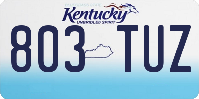 KY license plate 803TUZ