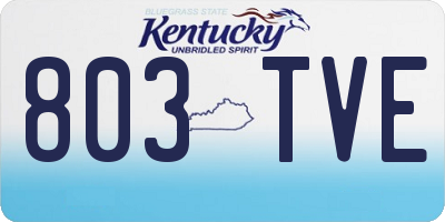 KY license plate 803TVE