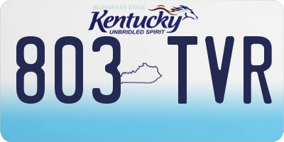 KY license plate 803TVR