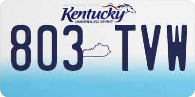 KY license plate 803TVW