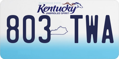 KY license plate 803TWA