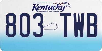 KY license plate 803TWB