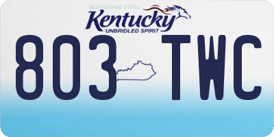 KY license plate 803TWC