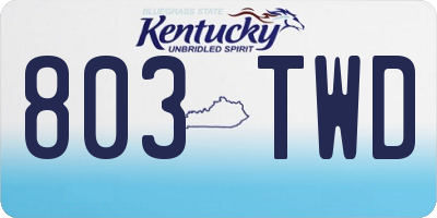 KY license plate 803TWD