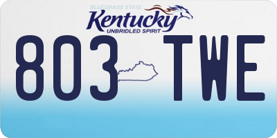 KY license plate 803TWE