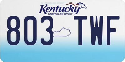 KY license plate 803TWF
