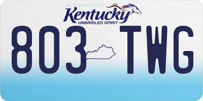 KY license plate 803TWG