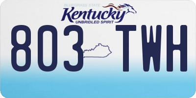 KY license plate 803TWH