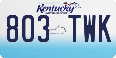 KY license plate 803TWK