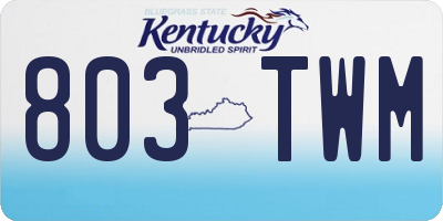 KY license plate 803TWM