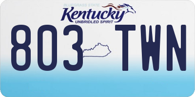 KY license plate 803TWN