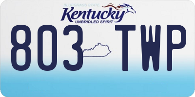 KY license plate 803TWP