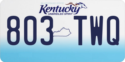 KY license plate 803TWQ
