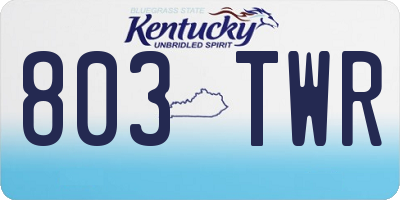 KY license plate 803TWR