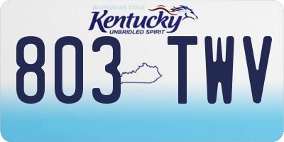 KY license plate 803TWV