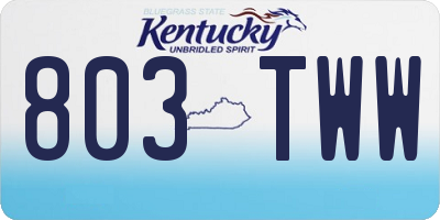 KY license plate 803TWW